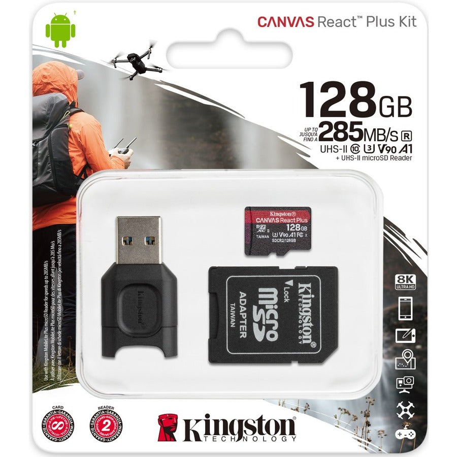 Kingston Canvas React Plus 128 GB Class 10/UHS-II (U3) microSDXC MLPMR2/128GB