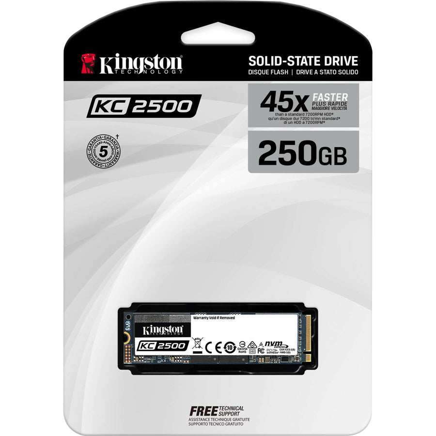 Disque SSD Kingston KC2500 250 Go - M.2 2280 interne - PCI Express NVMe (PCI Express NVMe 3.0 x4) SKC2500M8/250G