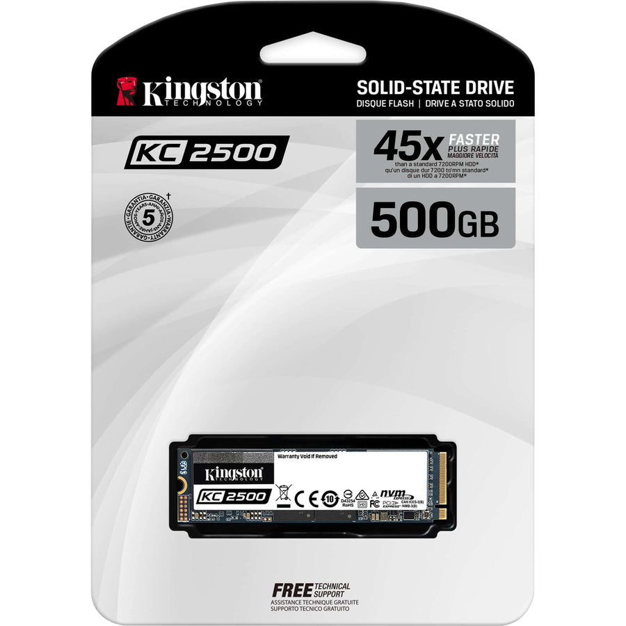 Disque SSD Kingston KC2500 500 Go - M.2 2280 interne - PCI Express NVMe (PCI Express NVMe 3.0 x4) SKC2500M8/500G