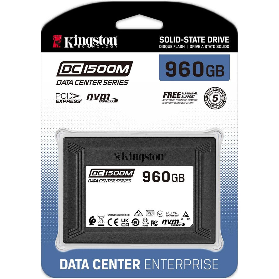 Kingston DC1500M 960 GB Solid State Drive - 2.5" Internal - U.2 (PCI Express NVMe 3.0 x4) - Mixed Use SEDC1500M/960G