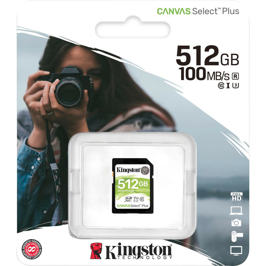 Kingston Canvas Select Plus 512 Go Classe 10/UHS-I (U3) SDXC - 1 paquet SDS2/512 Go