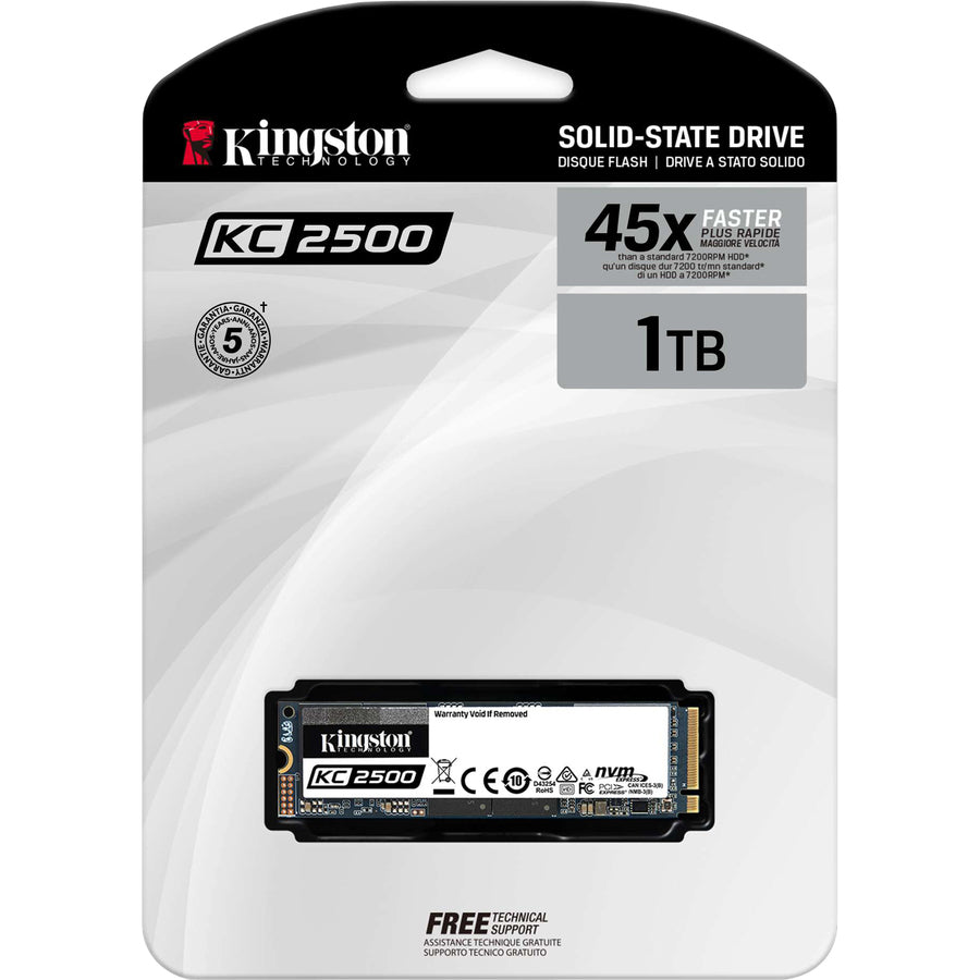 Disque SSD Kingston KC2500 1 To - M.2 2280 interne - PCI Express NVMe (PCI Express NVMe 3.0 x4) SKC2500M8/1000G