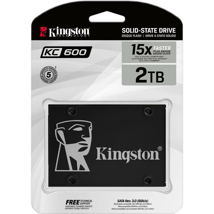 Kingston KC600 2 TB Solid State Drive - 2.5" Internal - SATA (SATA/600) - 3.5" Carrier SKC600B/2048G