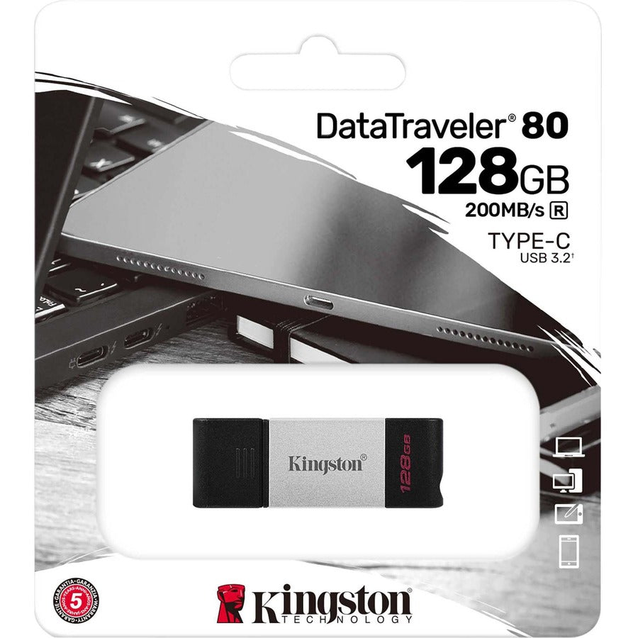 Clé USB Kingston DataTraveler 80 128 Go USB 3.2 (Gen 1) Type C DT80/128 Go