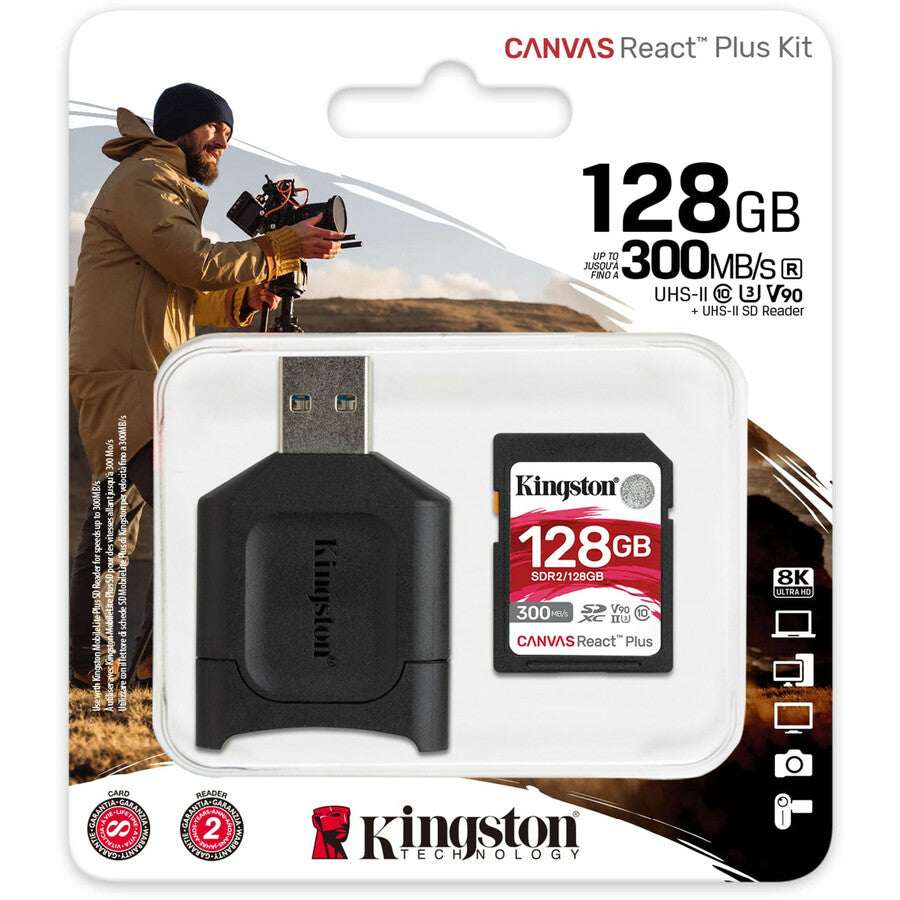 Kingston Canvas React Plus 128 Go Classe 10/UHS-II (U3) SDXC MLPR2/128 Go