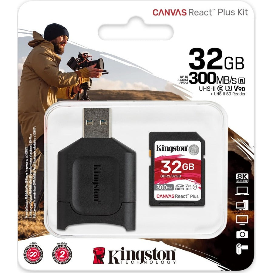 Kingston Canvas React Plus 32 GB Class 10/UHS-II (U3) SDHC MLPR2/32GB