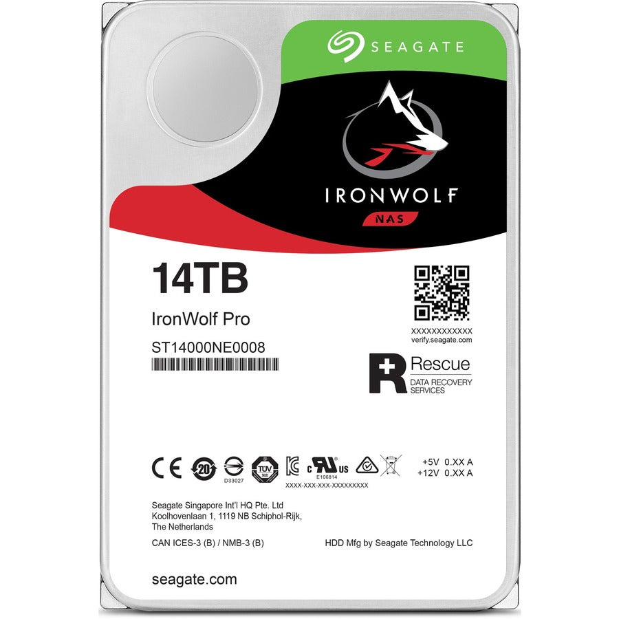 Disque dur Seagate IronWolf Pro ST14000NE0008 14 To - 3,5" interne - SATA (SATA/600) - Méthode d'enregistrement magnétique conventionnel (CMR) ST14000NE0008