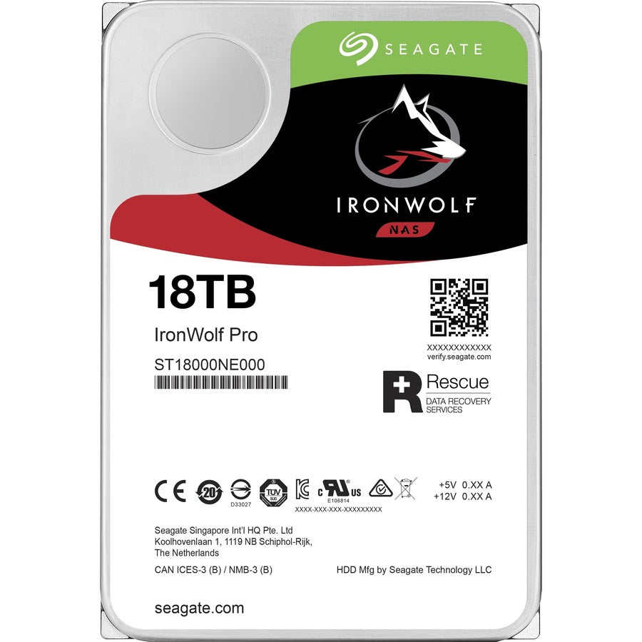 Seagate IronWolf Pro ST18000NE000 18 TB Hard Drive - 3.5" Internal - SATA (SATA/600) - Conventional Magnetic Recording (CMR) Method ST18000NE000