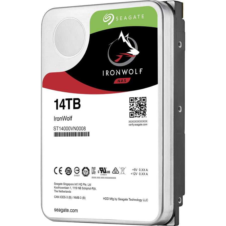 Seagate IronWolf ST14000VN0008 14 TB Hard Drive - 3.5" Internal - SATA (SATA/600) - Conventional Magnetic Recording (CMR) Method ST14000VN0008