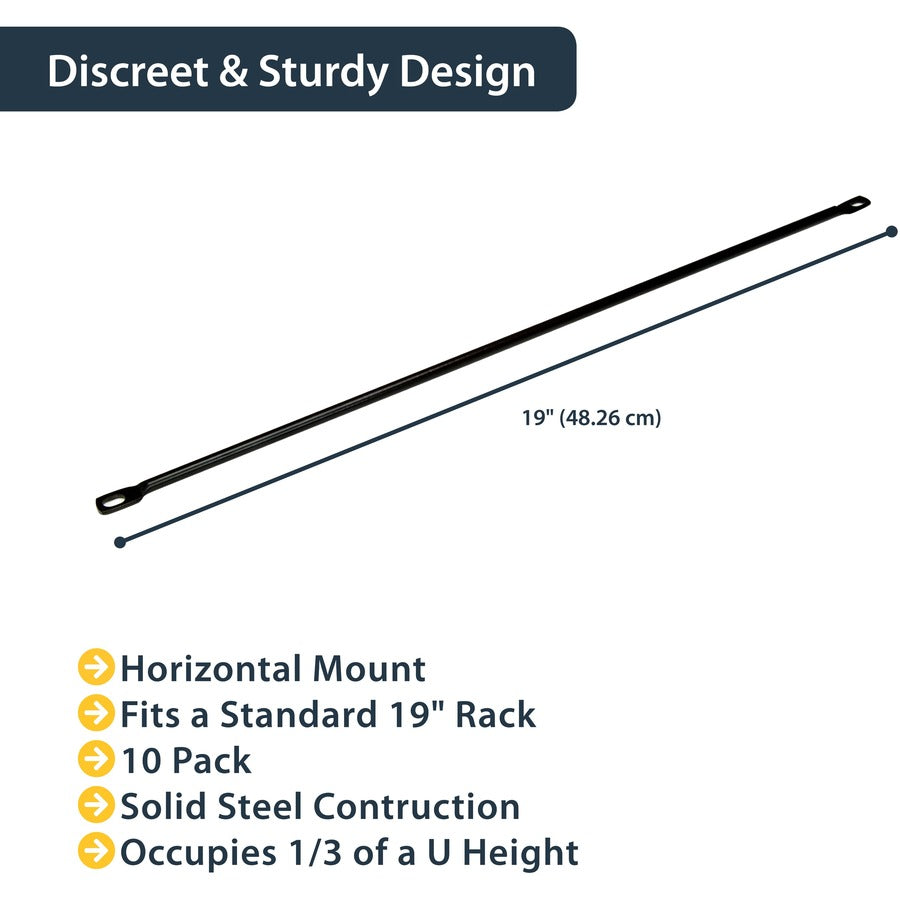 StarTech.com Barre de laçage de câbles horizontale pour racks - Gestionnaire de câbles horizontal - Paquet de 10 CMLB10