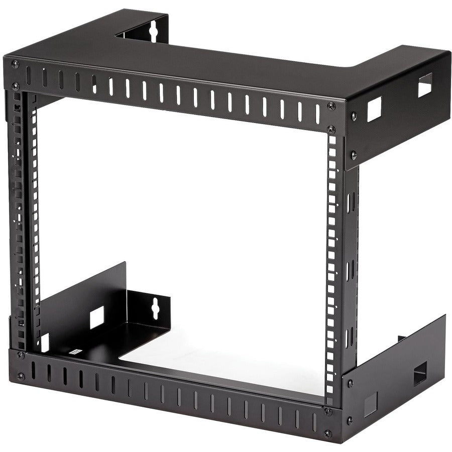 StarTech.com Rack réseau mural 8U 19", 12" de profondeur, 2 montants, cadre ouvert, pour salle de serveur, données/AV/informatique/équipement informatique/panneau de brassage avec écrous cage et vis, capacité de poids de 135 lb, noir RK812WALLO