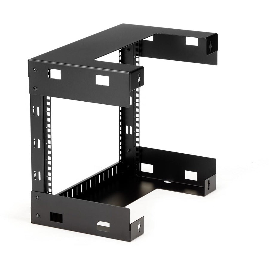 StarTech.com Rack réseau mural 8U 19", 12" de profondeur, 2 montants, cadre ouvert, pour salle de serveur, données/AV/informatique/équipement informatique/panneau de brassage avec écrous cage et vis, capacité de poids de 135 lb, noir RK812WALLO