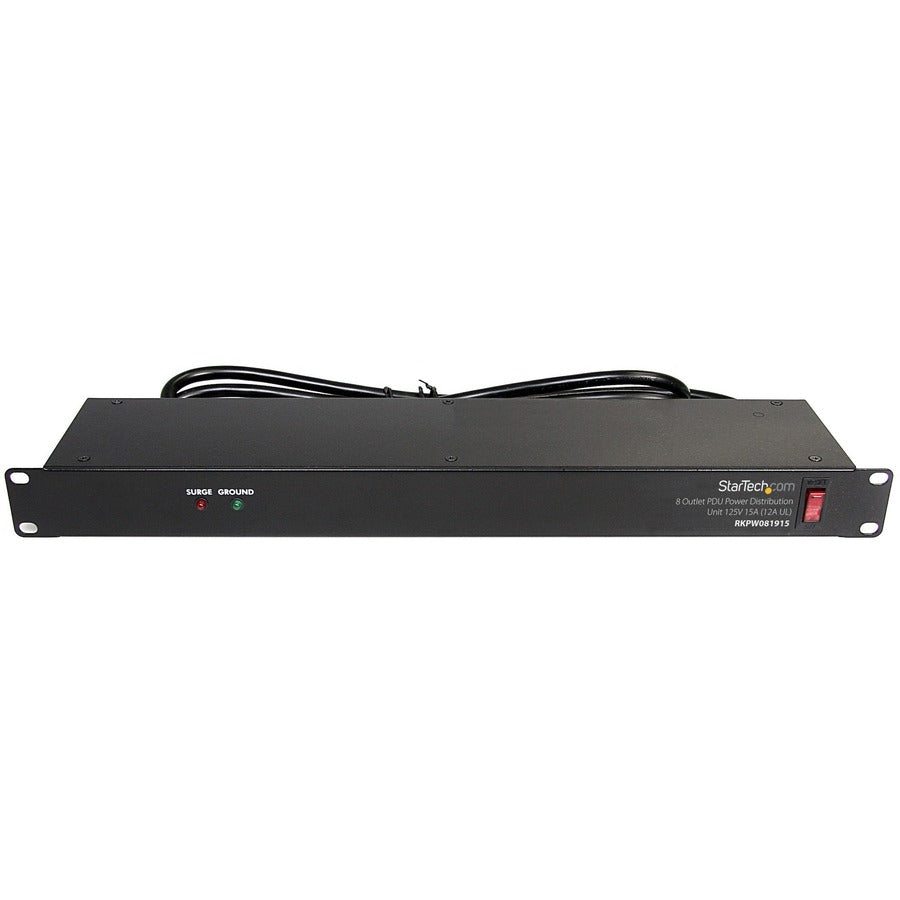 Star Tech.com Rackmount PDU with 8 Outlets with Surge Protection - 19in Power Distribution Unit - 1U RKPW081915