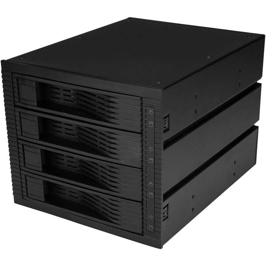 StarTech.com Fond de panier SATA SAS 4 baies 3,5 pouces - Rack mobile échangeable à chaud pour 3 baies 5,25 pouces - Sans plateau - Rack HDD - Fond de panier SAS - Fond de panier SATA HSB43SATSASB