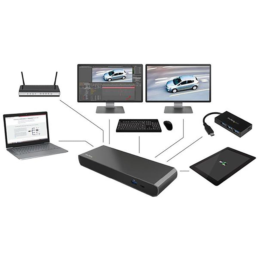 StarTech.com Station d'accueil Thunderbolt 3 Dual-4K pour ordinateurs portables - Aucune installation de pilote requise - Windows uniquement - Station d'accueil Thunderbolt 3 avec vidéo Dual-4K - Câble TB TB3DK2DPW inclus