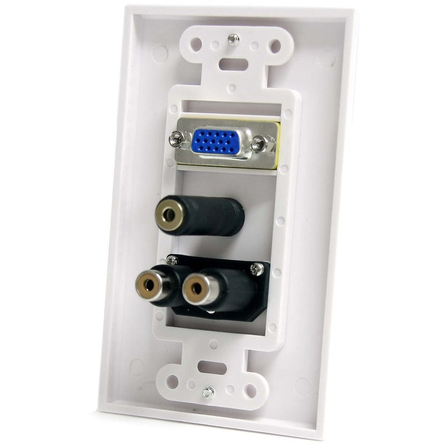 StarTech.com 15-Pin Female VGA Wall Plate with 3.5mm and RCA - White VGAPLATERCA