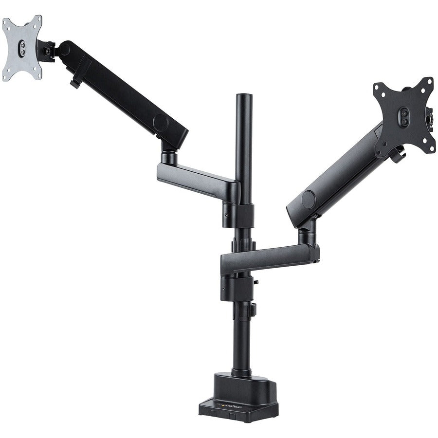 StarTech.com Desk Mount Dual Monitor Arm, Height Adjustable Full Motion Monitor Mount for 2x VESA Displays up to 32"/17lb, Stackable Arms ARMDUALPIVOT