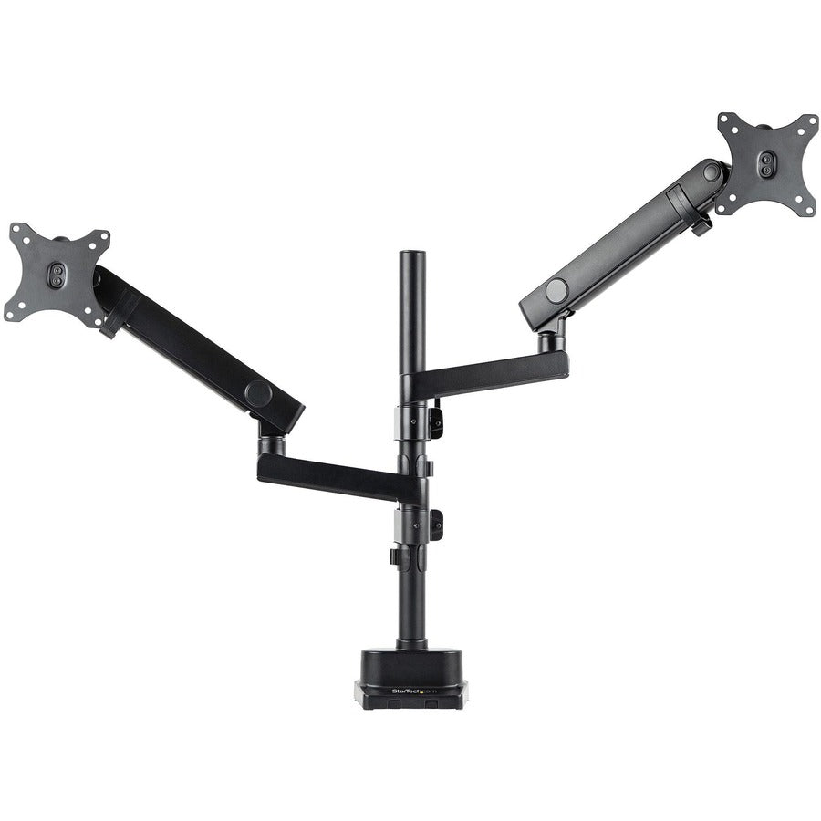 StarTech.com Bras de bureau pour double écran, support de moniteur à mouvement complet réglable en hauteur pour 2 écrans VESA jusqu'à 32"/17 lb, bras empilables ARMDUALPIVOT