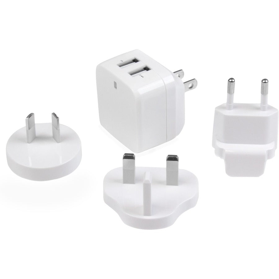 Star Tech.com Travel USB Wall Charger - 2 Port - White - Universal Travel Adapter - International Power Adapter - USB Charger USB2PACWH