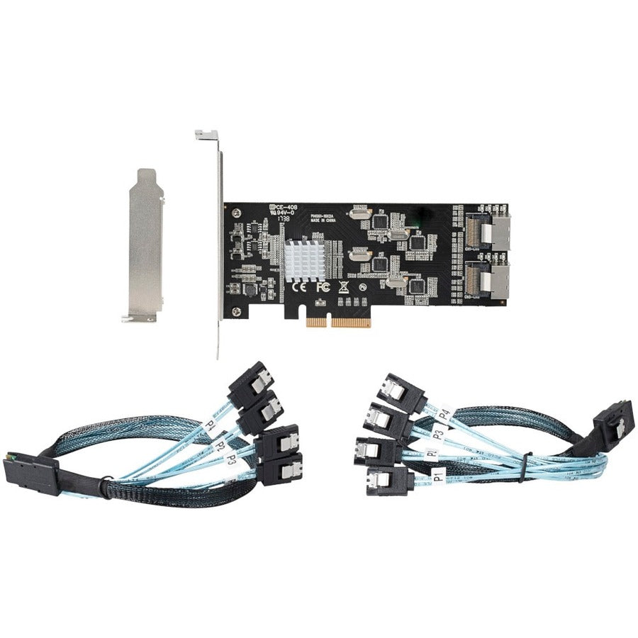 StarTech.com Carte PCIe SATA 8 ports, carte d'extension SATA PCI Express 6 Gbit/s avec 4 contrôleurs, carte adaptateur PCI-e x4 Gen 2 vers SATA III 8P6G-PCIE-SATA-CARD