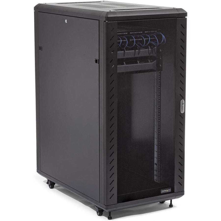Startech 32U 19" Server Rack Cabinet, Adjustable Depth 6-32 inch, Flat Pack, Lockable 4-Post Network/Data Rack Enclosure with Casters RK3236BKF