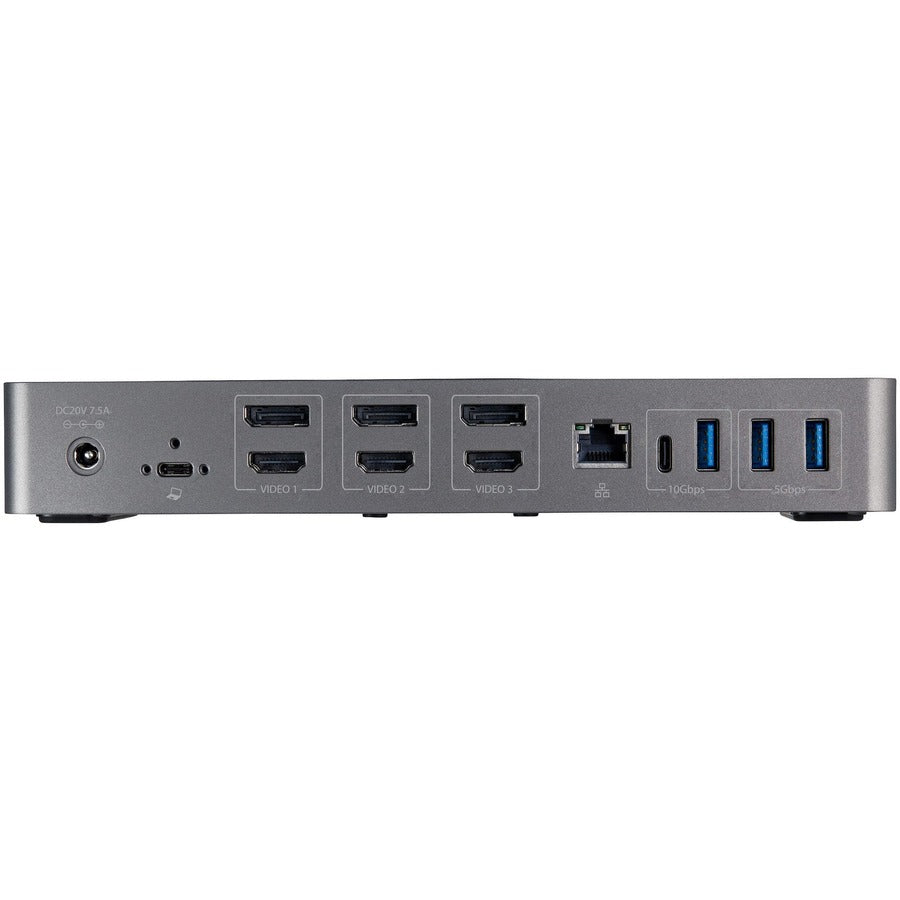 StarTech.com Station d'accueil USB-C et USB-A - Station d'accueil hybride pour ordinateur portable triple moniteur DisplayPort et HDMI 4K 60 Hz/85 W PD/6x USB/GbE/USB 3.1 Gen 2 DK31C3HDPD