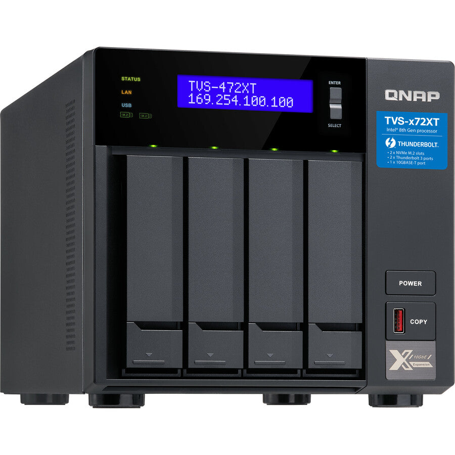 QNAP TVS-472XT-PT-4G SAN/NAS/DAS Storage System TVS-472XT-PT-4G-US