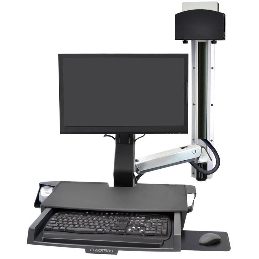 Ergotron StyleView Wall Mount for Keyboard, Monitor, Bar Code Scanner, Mouse, CPU, Wrist Rest - Polished Aluminum 45-594-026