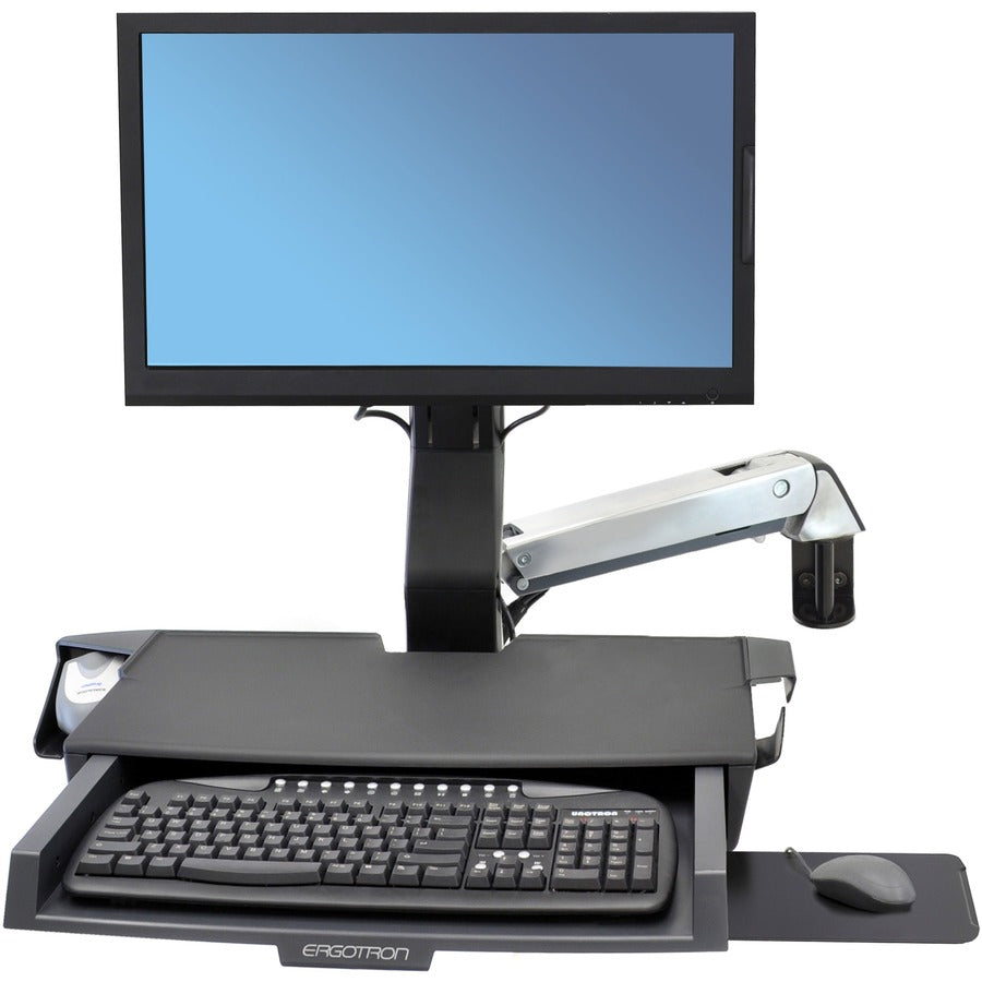 Ergotron StyleView Mounting Arm for Keyboard, Monitor, Bar Code Scanner, Mouse, Wrist Rest - Polished Aluminum 45-583-026