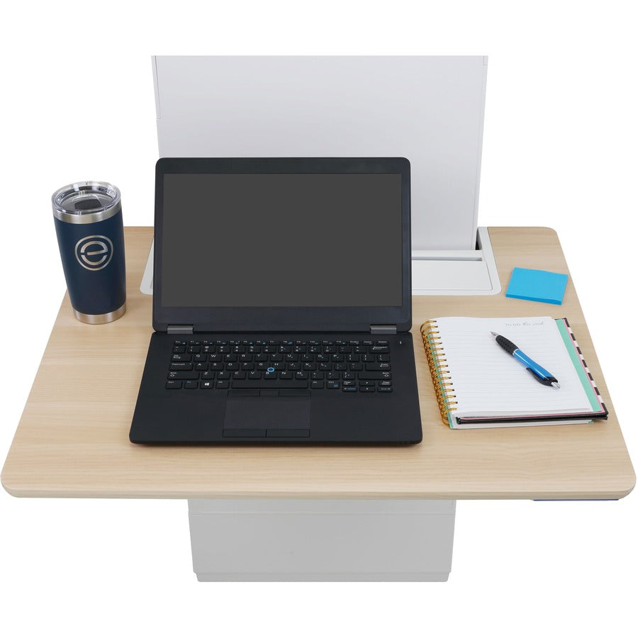 Ergotron WorkFit Elevate with Power Access (Mendota Maple) Sit-Stand Wall Desk 24-802-S893