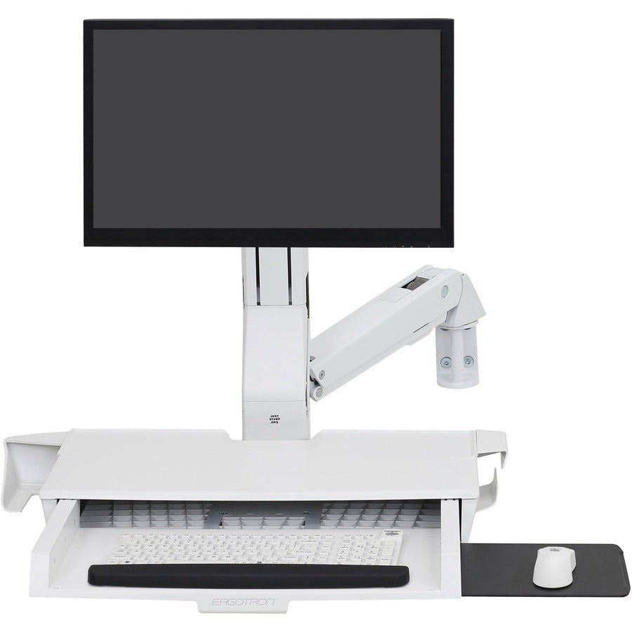 Ergotron StyleView Support mural pour moniteur, lecteur de codes à barres, clavier, repose-poignet, souris - Blanc 45-583-216