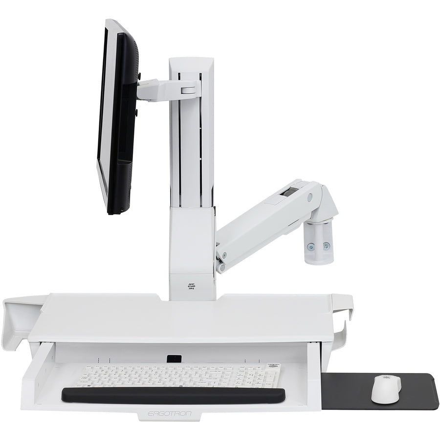 Ergotron StyleView Support mural pour moniteur, lecteur de codes à barres, clavier, repose-poignet, souris - Blanc 45-583-216