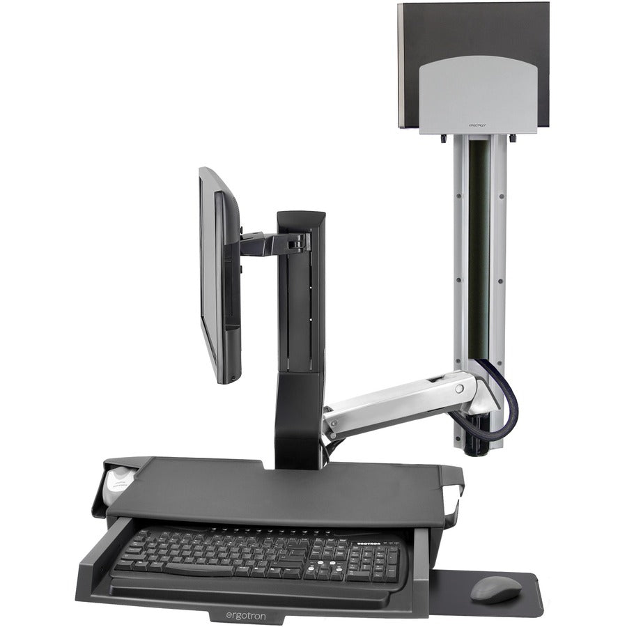 Ergotron StyleView Wall Mount for Monitor, Keyboard, Bar Code Scanner, CPU, Mouse, Wrist Rest - Polished Aluminum 45-595-026