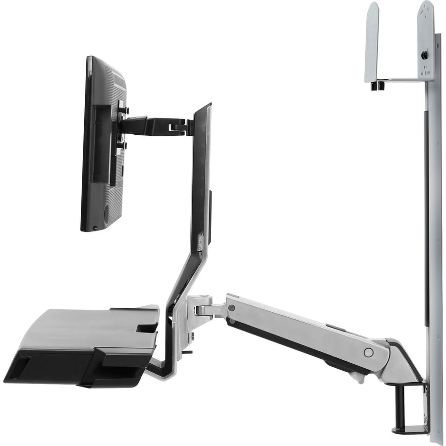 Ergotron StyleView Support mural pour moniteur, clavier, lecteur de codes-barres, processeur, souris, repose-poignet - Aluminium poli 45-595-026