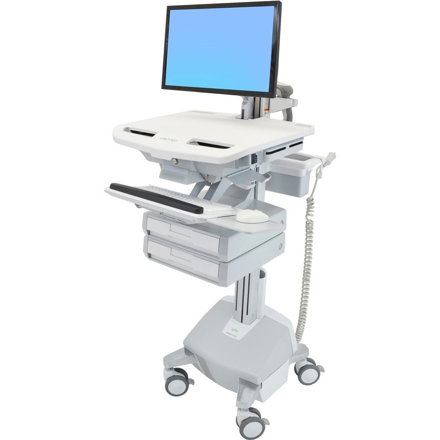 Ergotron StyleView Electric-Lift Cart with LCD Arm, LiFe Powered, 2 Drawers (1x2) SV44-2222-1