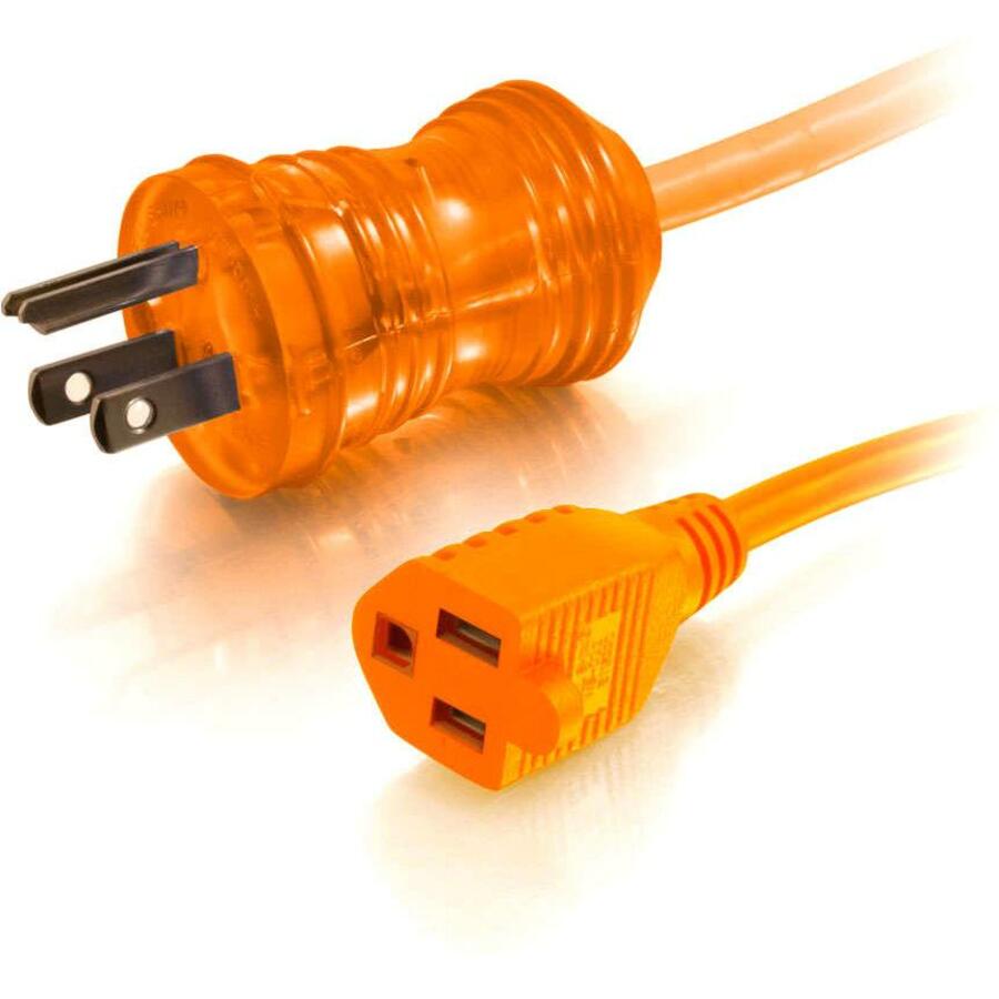 C2G Rallonge d'alimentation de qualité hospitalière 16 AWG de 75 pieds (NEMA 5-15P à NEMA 5-15R) - Orange 48062