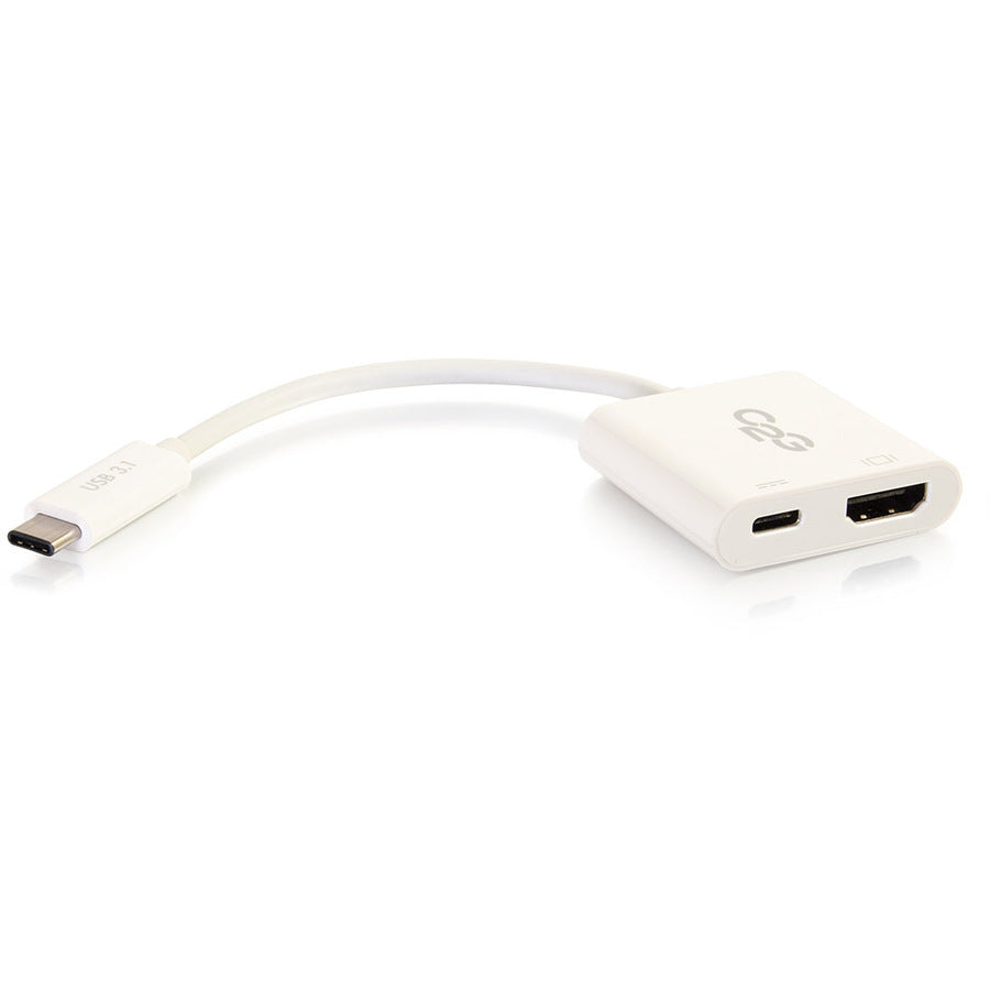 C2G USB-C To HDMI Audio/Video Adapter Converter With Power Delivery - White 29532