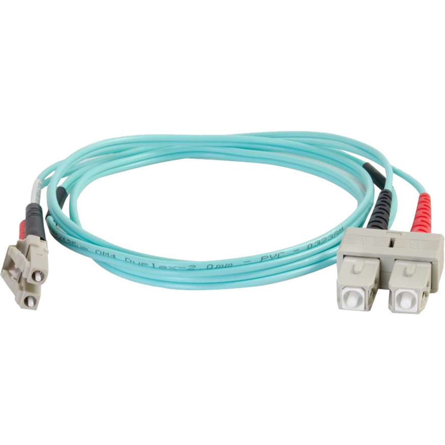 C2G 2m LC-SC 50/125 OM4 Duplex Multimode PVC Fiber Optic Cable - Aqua 01009