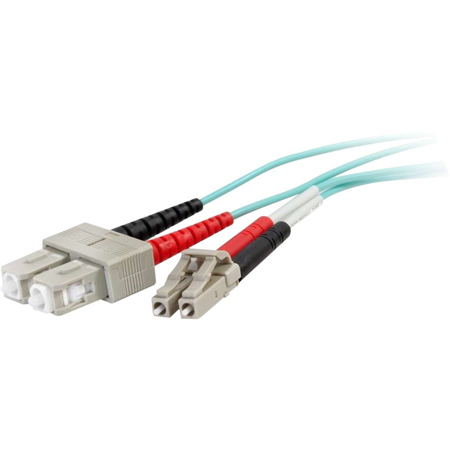 C2G 2m LC-SC 50/125 OM4 Duplex Multimode PVC Fiber Optic Cable - Aqua 01009