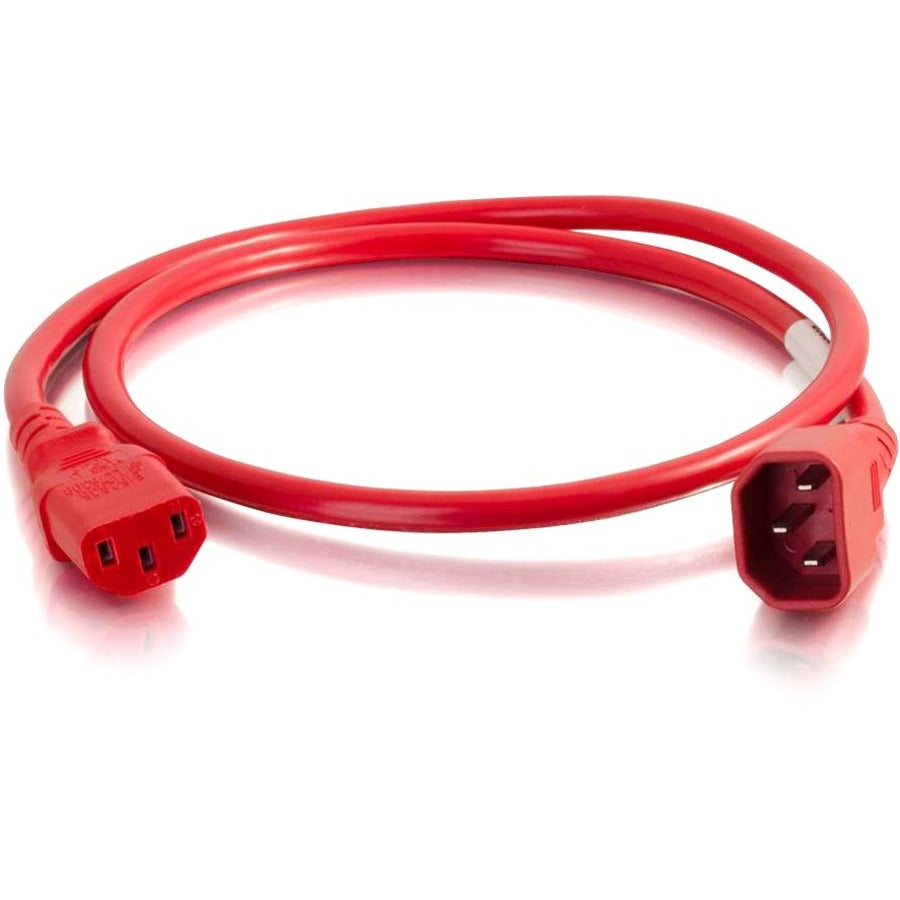 C2G 3ft 18AWG Power Cord (IEC320C14 to IEC320C13) -Red 17487