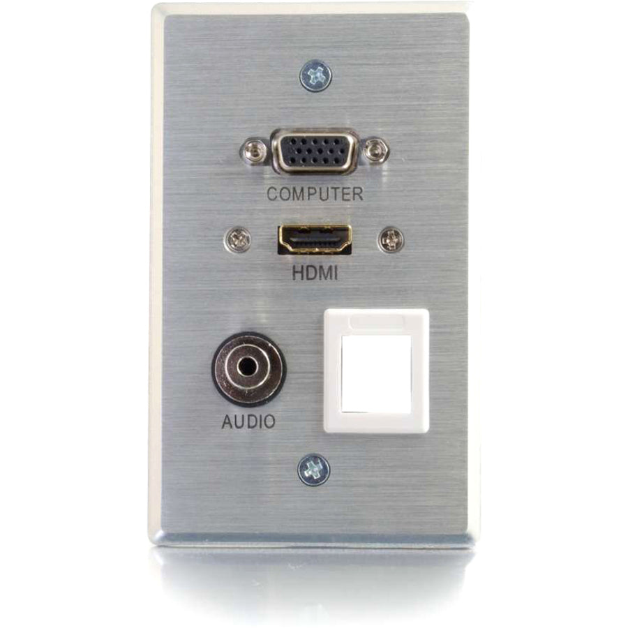 C2G HDMI, VGA, 3.5mm and Keystone Pass-through Wall Plate - Aluminum 39705