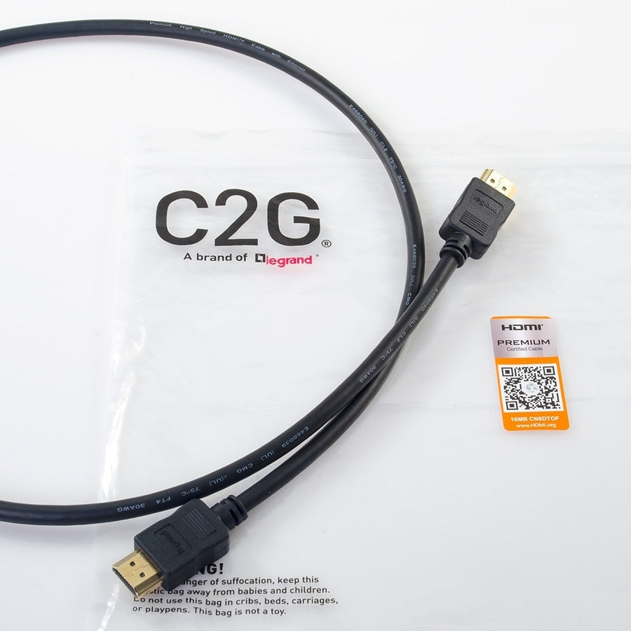 C2G 15ft Premium Certified High Speed HDMI Cable with Ethernet 4k 60Hz 50186