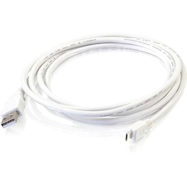 C2G 6ft USB 2.0 A to Micro-USB B Cable White - 6' USB Cable 27443