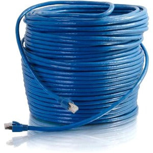 C2G Câble de brassage réseau blindé solide Cat6 sans accroc de 100 pieds - Bleu 43169