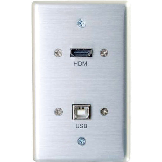 C2G Single Gang USB and HDMI Wall Plate Aluminum 39874