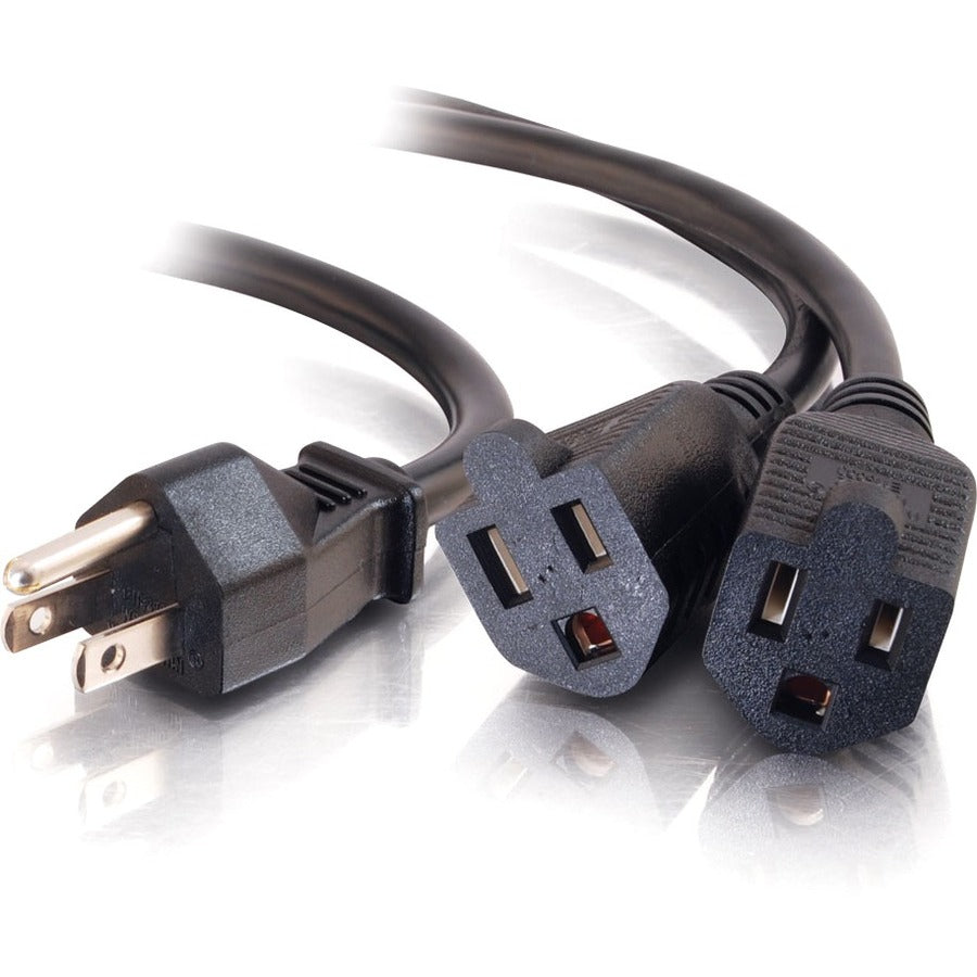 C2G 6ft 16 AWG 1-to-2 Power Cord Splitter (1 NEMA 5-15P to 2 NEMA 5-15R) 29807