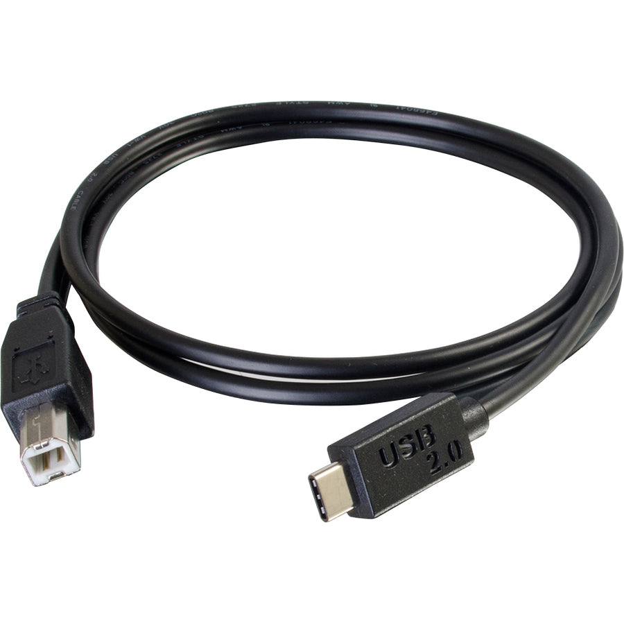 C2G 10ft USB 2.0 USB-C to USB-B Cable M/M - Black 28860