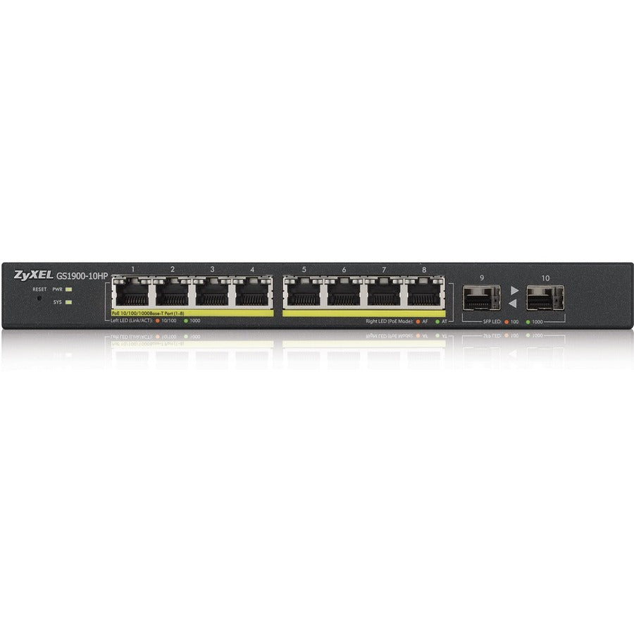 ZYXEL 8-Port GbE Smart Managed PoE Switch with GbE Uplink GS1900-10HP