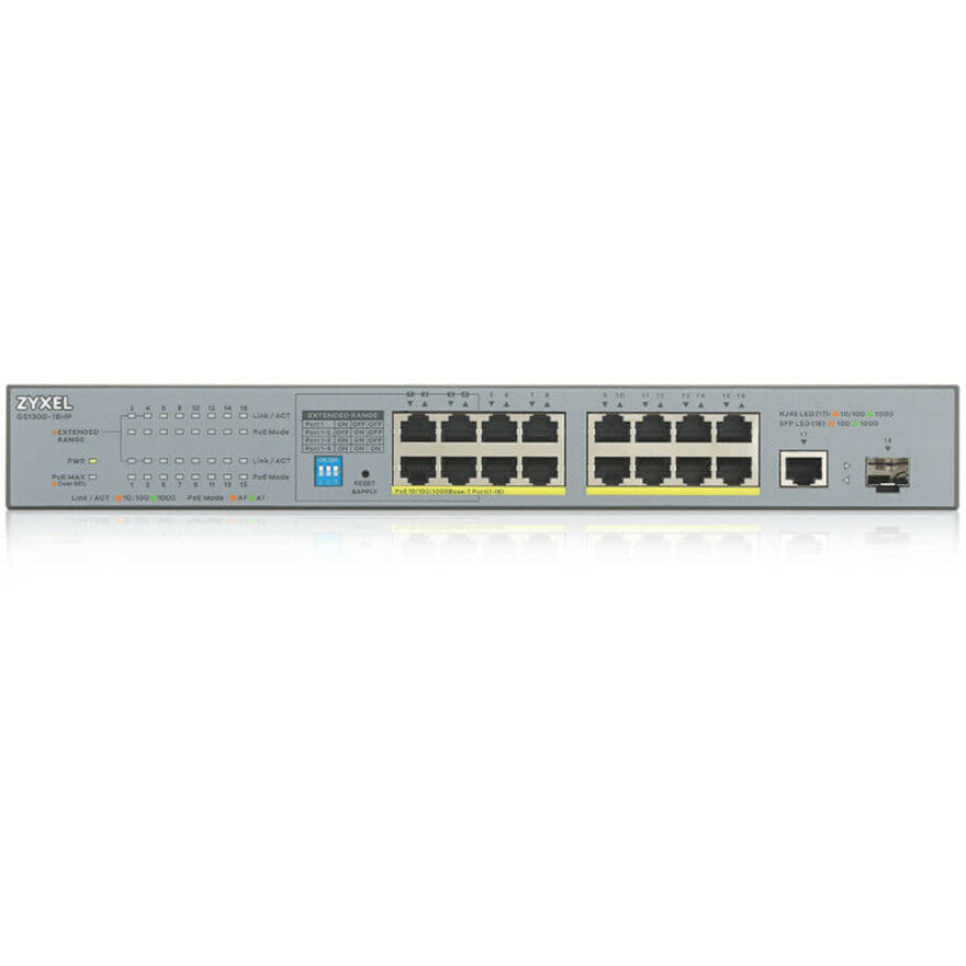 ZYXEL 16-port GbE Unmanaged PoE Switch with GbE Uplink GS1300-18HP