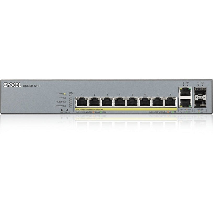 ZYXEL 8-port GbE Smart Managed PoE Switch with GbE Uplink GS1350-12HP